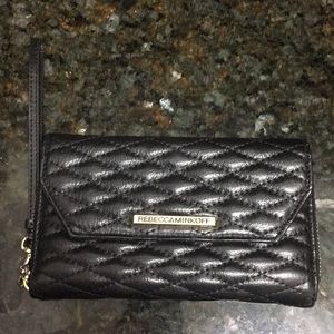 Rebecca Minkoff Black Monroe Tech Quilted Wristlet